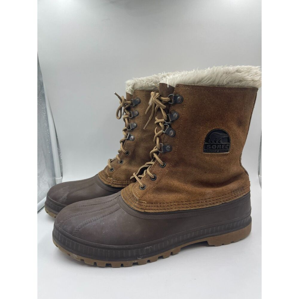 Vintage Sorel Caribou Boots Men 11 Made In Canada Kaufman Wool Lined Snow Suede